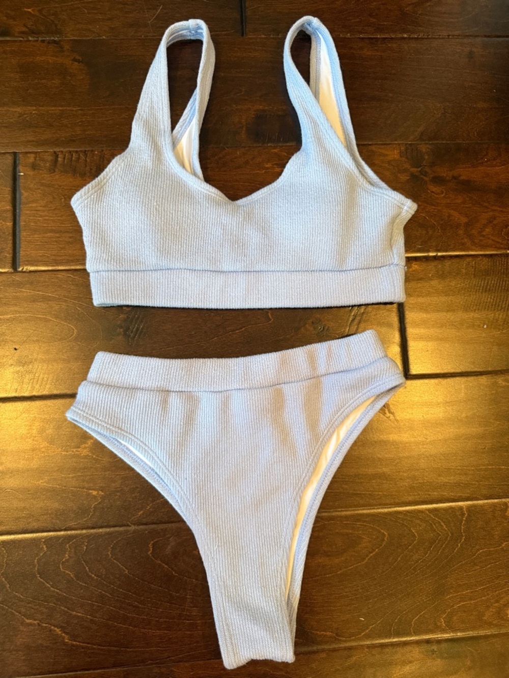 Light Blue Ribbed Bikini Set
